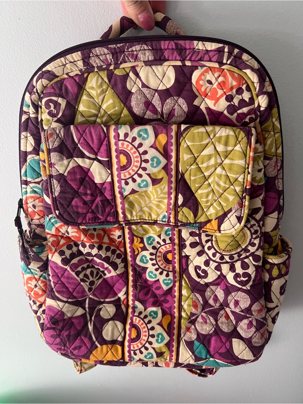Vera Bradley Quilted Floral Patchwork Backpack - Purple Multi